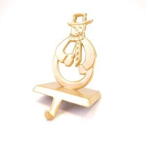 5.25" Vintage Gold Snowman Christmas Stocking Holder Modern Design Simple
